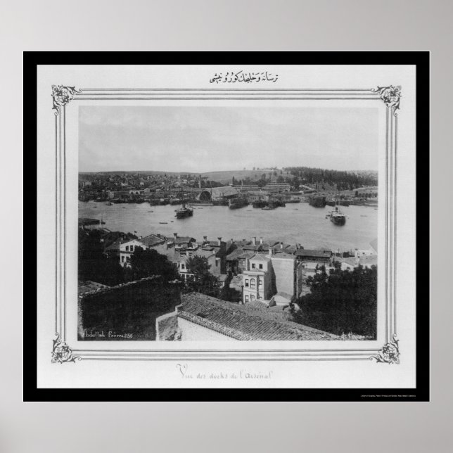 Naval Arsenal och Golden Horn Istanbul 1885 Poster (Framsidan)