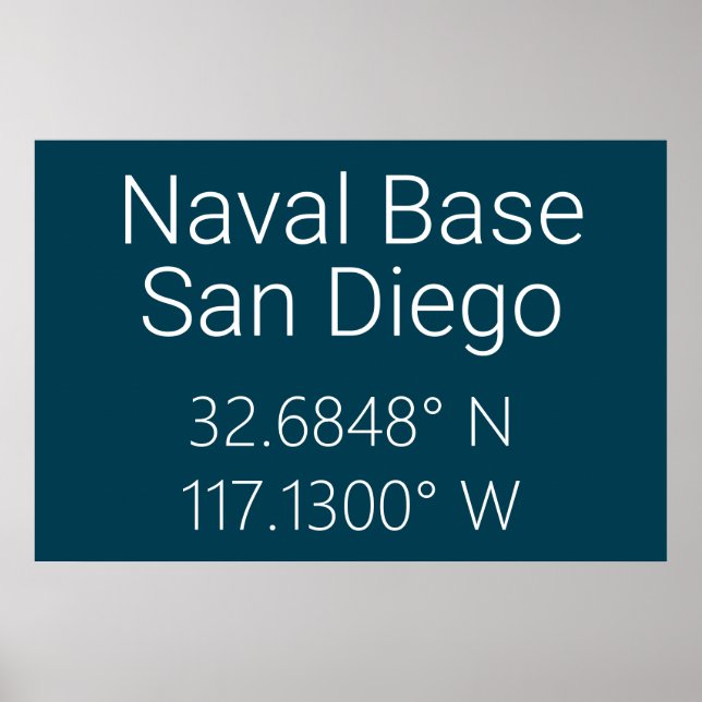 Naval Base San Diego Latitude Longitud Poster (Framsidan)