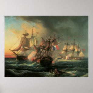 Naval Combat - Höger of Man and Odefatigable Poster