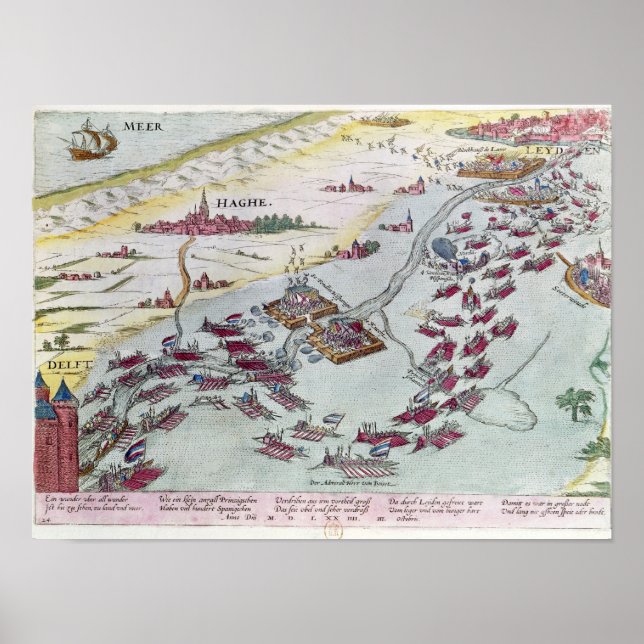 Naval Combat utanför Kusten vid Haag Poster (Framsidan)