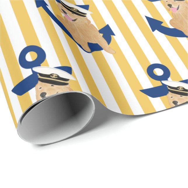 Naval Gult Valp Annapolitan Gift Wrap Presentpapper (Rullad Hörn)