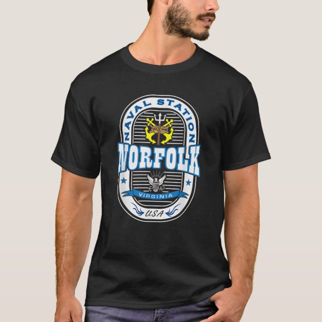 NAVAL STATION NORFOLK VIRGINIA USA T Shirt (Framsida)
