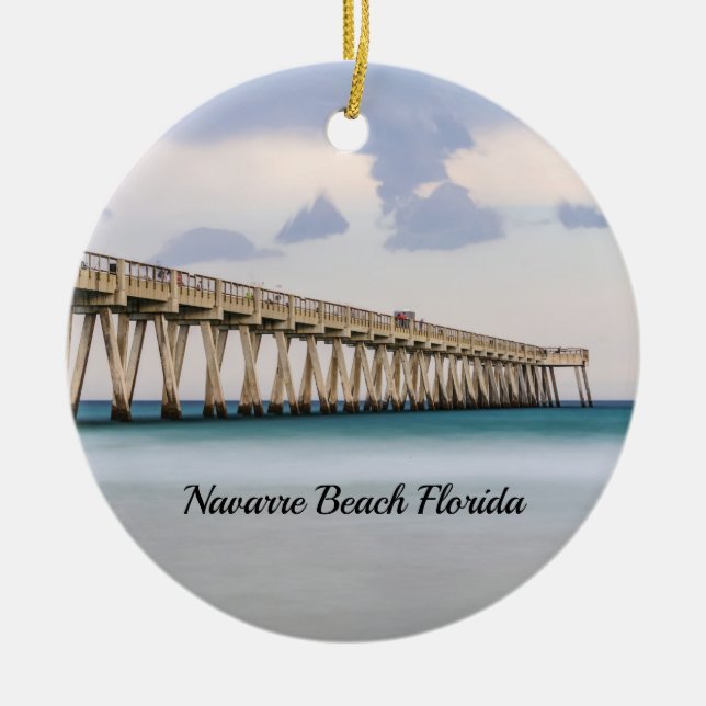Navarre Beach Fishing Pier Circle Ornament (Framsidan)