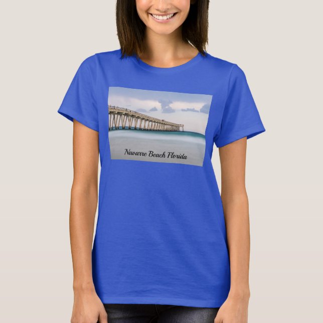 Navarre Beach Fishing Pier T-Shirt (Framsida)