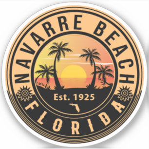 Navarre Beach Florida Retro Sunset Souvenirs Klistermärken