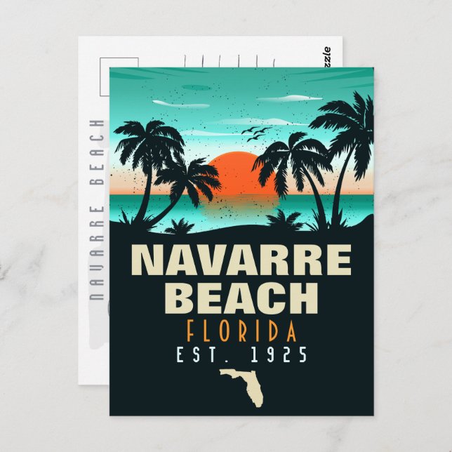 Navarre Beach Florida Retro Sunset Souvenirs Vykort (Fram/baksida)