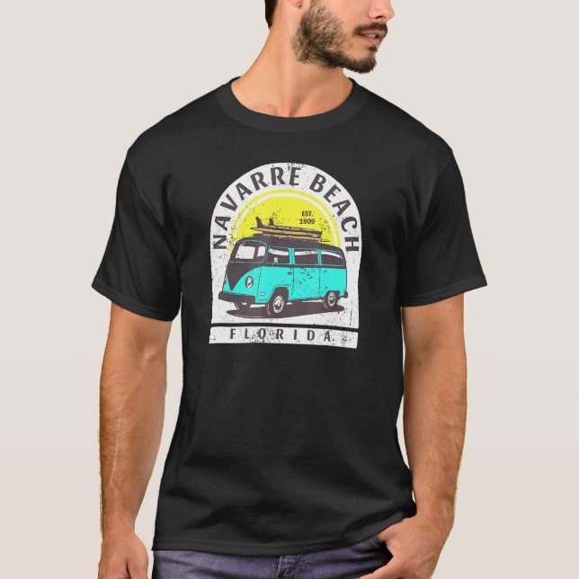 Navarre Beach Florida Surfa T Shirt (Framsida)