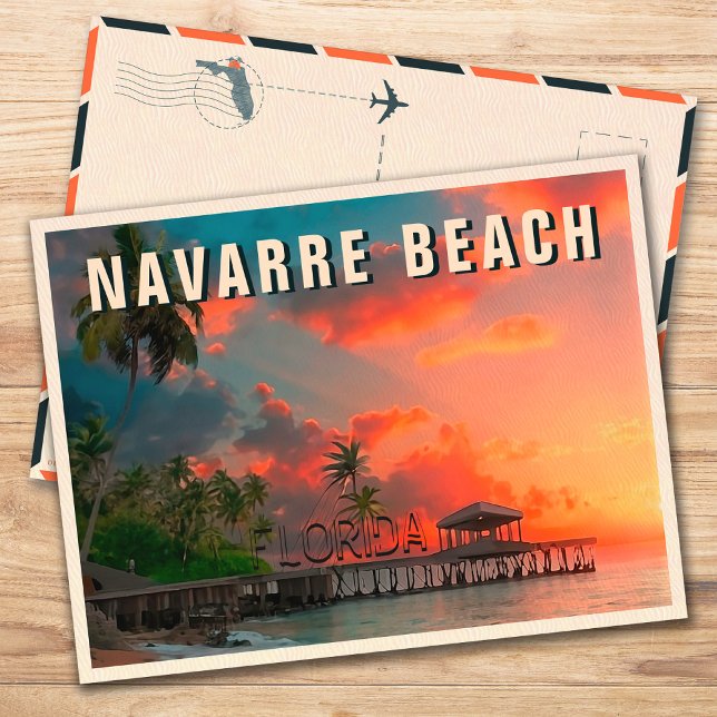 Navarre Beach Florida Tropical Handflatan Träd 195 Vykort (Skapare uppladdad)