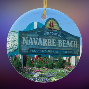 Navarre Beach Florida välkomstskylt Julgransprydnad Keramik