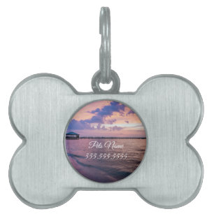 Navarre Beach Magic Hour Lila Sunset Pet Tag ID-bricka Husdjur