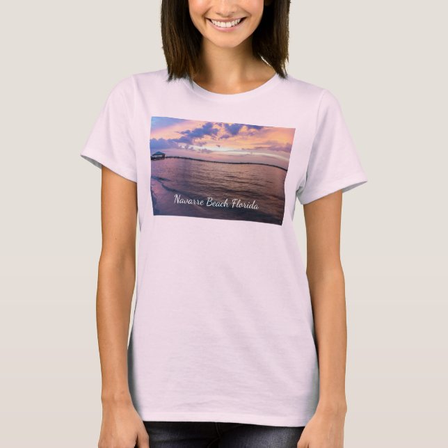 Navarre Beach Magic Hour Lila Sunset T-Shirt (Framsida)
