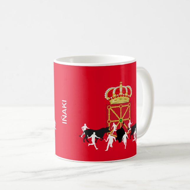 Navarre Flagga och San Fermin, Pamplona design, Kaffemugg (Framsida höger)