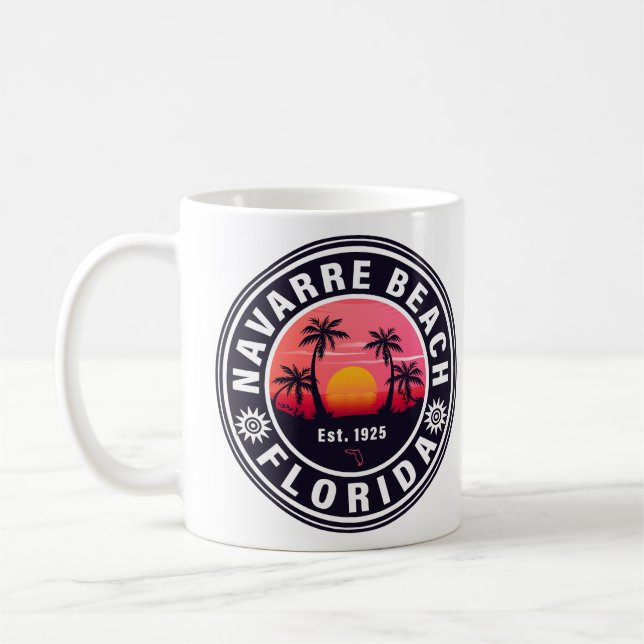 Navarre Florida Beach Retro Sunset Handflatan Träd Kaffemugg (Vänster)