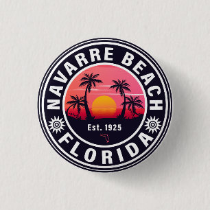 Navarre Florida Beach Retro Sunset Handflatan Träd Knapp