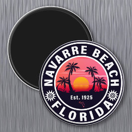 Navarre Florida Beach Retro Sunset Handflatan Träd Magnet