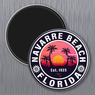 Navarre Florida Beach Retro Sunset Handflatan Träd Magnet