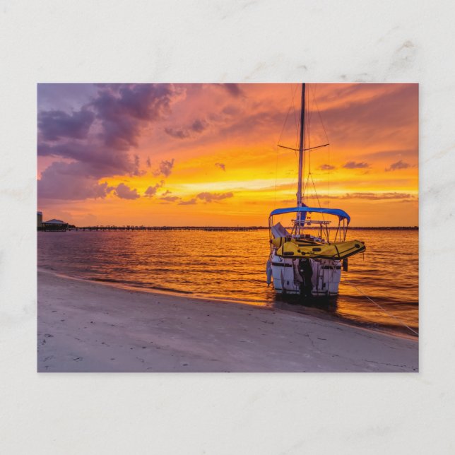 Navarre Florida Fire Sunset Blank Post Card Vykort (Framsida)