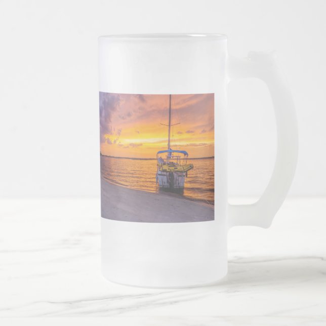 Navarre Florida Fire Sunset Frosted Glass Beer Mug Frostat Ölglas (Höger)