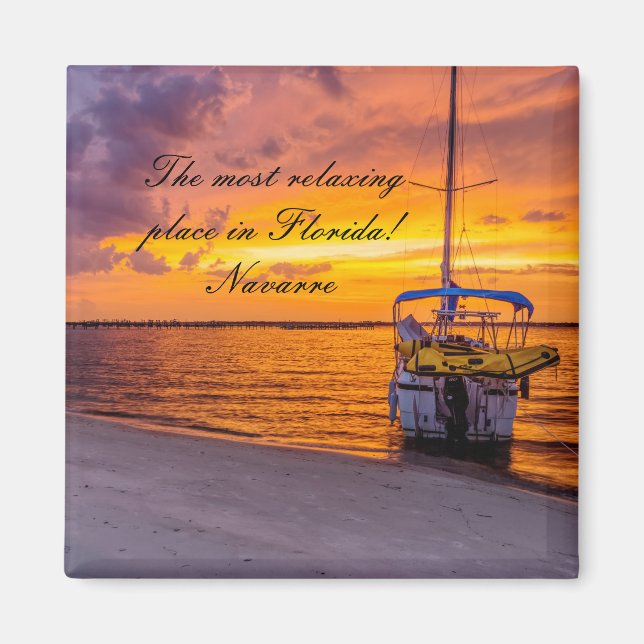 Navarre Florida Fire Sunset Square Magnet (Framsidan)