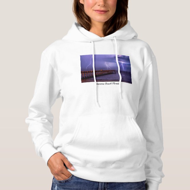 Navarre Florida Lightning Storm Hoodie T Shirt (Framsida)