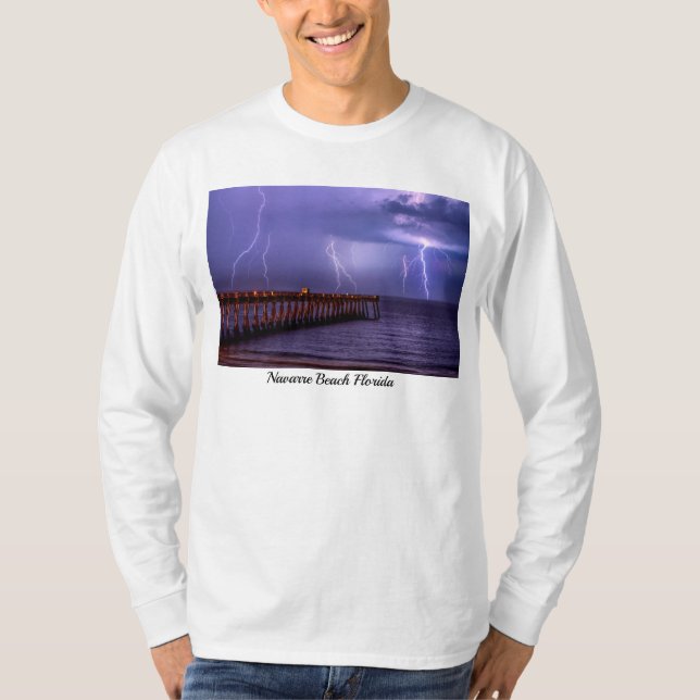 Navarre Florida Lightning Storm Långärmad Shirt T (Framsida)
