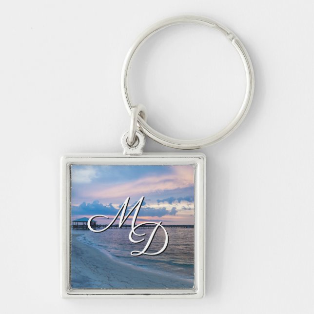 Navarre Santa Rosa Sunset Square Keychain Fyrkantig Silverfärgad Nyckelring (Framsidan)
