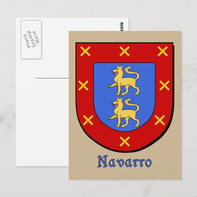 Navarro Ancestral Heraldic Shield Vykort (Fram/baksida)
