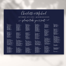 Navblå 200 Namn Bröllopsplatskarta Poster