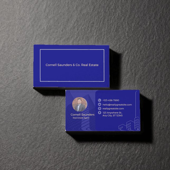 Nave Blue Minimalist Real Gods Agent Visitkort (Nave Blue Minimalist Real Estate Agent Business Card)
