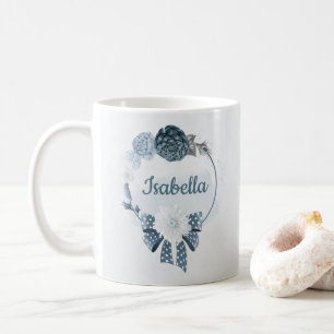 navelblå dammiga blå blommor botanisk  kaffemugg