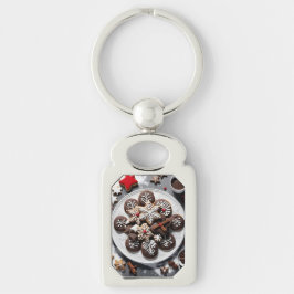 Navidad 1 - 001 rektangulärt silverfärgad nyckelring