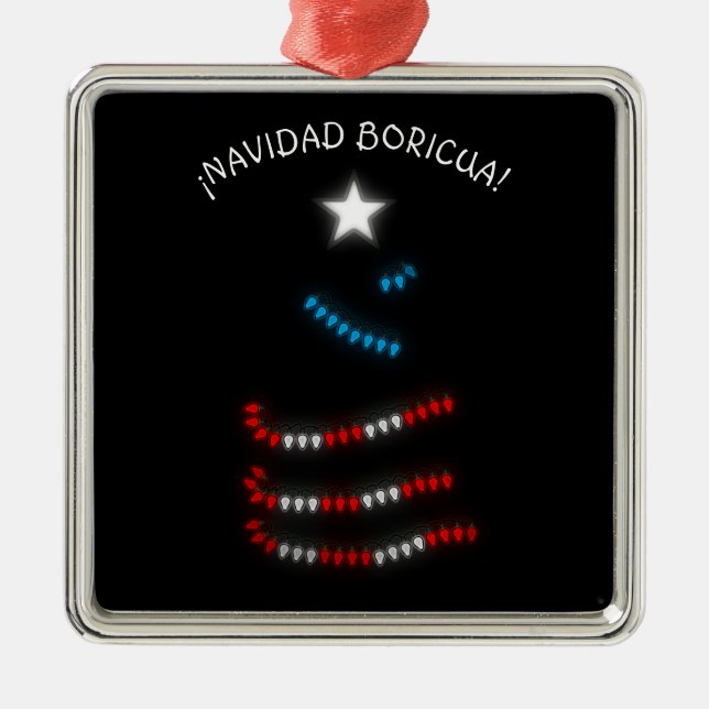 Navidad Boricua Puerto Rico God jul Julgransprydnad Metall (Framsidan)