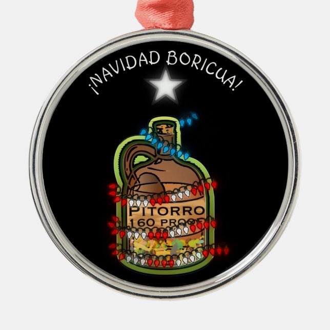 Navidad Boricua Puerto Rico God jul Julgransprydnad Metall (Framsidan)