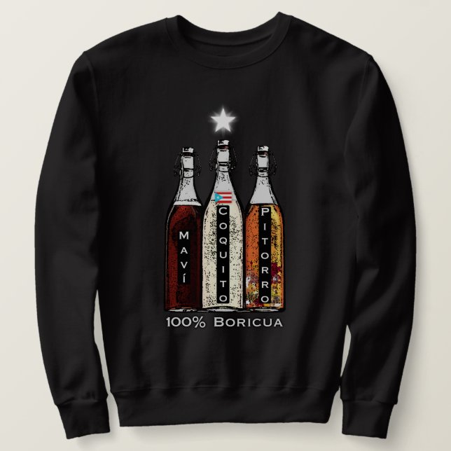 Navidad Boricua Puerto Rico Mavi Coquito Pitorro Lång Ärmad Tröja (Design framsida)