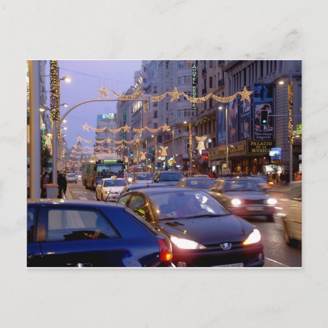 Navidad en la Gran Vía de Madrid Vykort (Framsida)