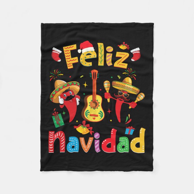 Navidad Mexican Fiesta Hett Pepper Guitar Julafton Fleecefilt (Framsidan)