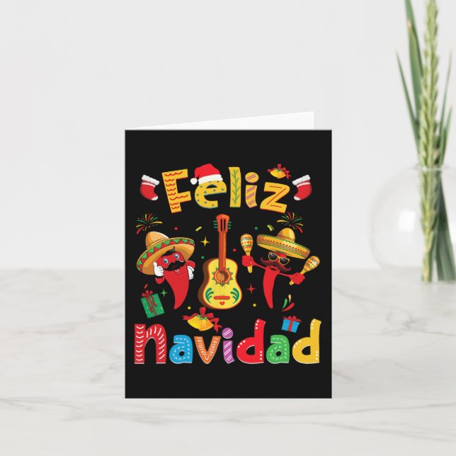 Navidad Mexican Fiesta Hett Pepper Guitar Julafton Kort (Framsida)