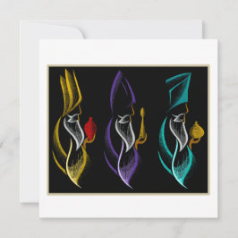 Navidad Reyes Magos estilo bordado Julkort