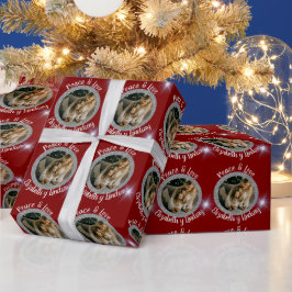 Navidades de hålfía de plata redonda y rojo de presentpapper