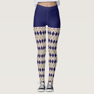 navie blå Tribal Mönster Leggings