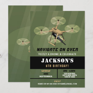 Navigate Drone Army Birthday Camouflage Inbjudningar