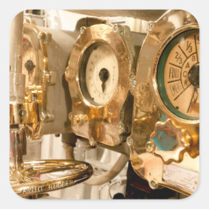 Navigations- mätinstrument och instrumenterar på fyrkantigt klistermärke