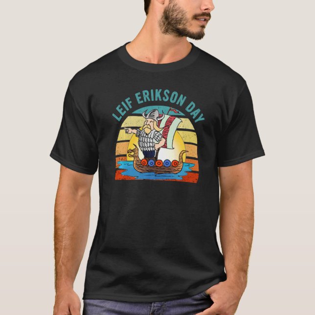 Navigator Explorer Leif Erikson Day Nordic America T Shirt (Framsida)