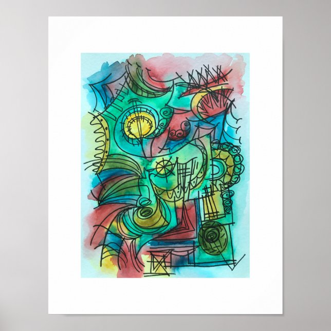 Navigera Genom Stormen - Abstrakt Akvarell Poster (Framsidan)
