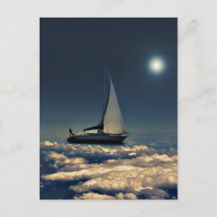 Navigera i Trough Clouds Dreamy Collage Vykort