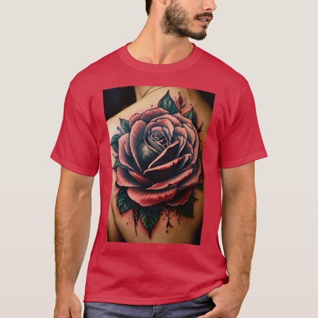 Navigering i helig: Tattoo Stil Ro Compass T-Shi T Shirt (Framsida)