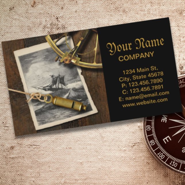 Navigering med antika frakter verktyg nautical visitkort (Ancient ship navigation tools nautical business card)
