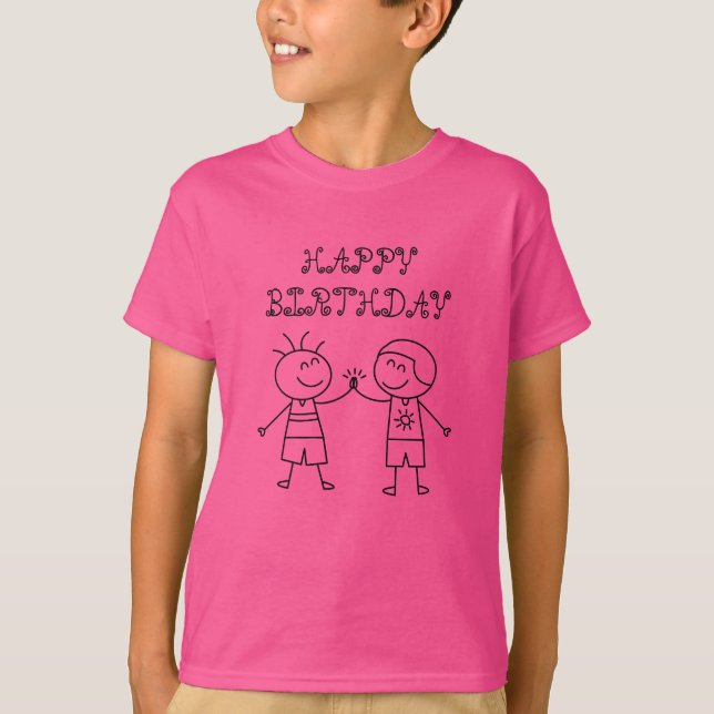 NÄVKNUFF GLAD FÖDELSEDAG ROSA T SHIRT (Framsida)