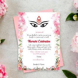 Navratri Durga Puja Firande Blommigt Colorful Inbjudningar
