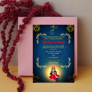Navratri Durga Puja Firande Golden Inslag Inbjudningar